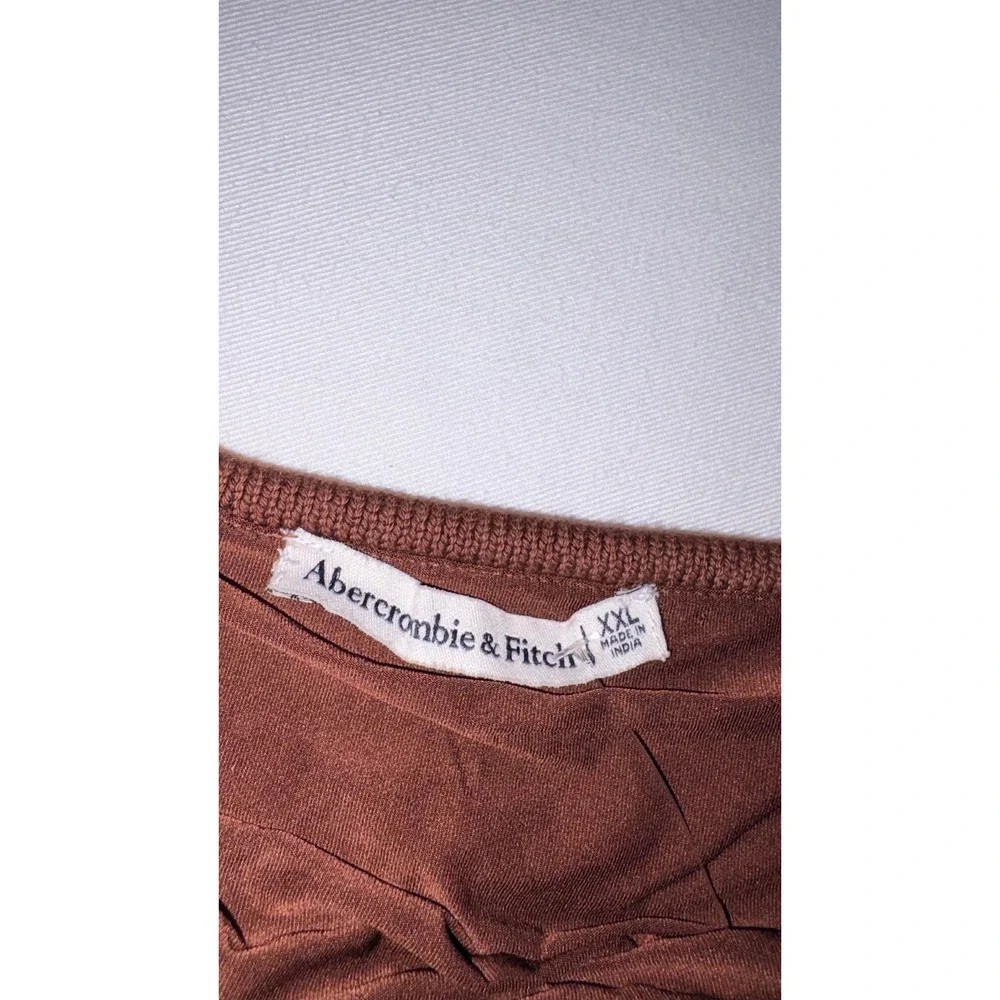Abercrombie & Fitch Crochet Maxi Dress XXL chocolate Brown V-Neck Boho Knit new